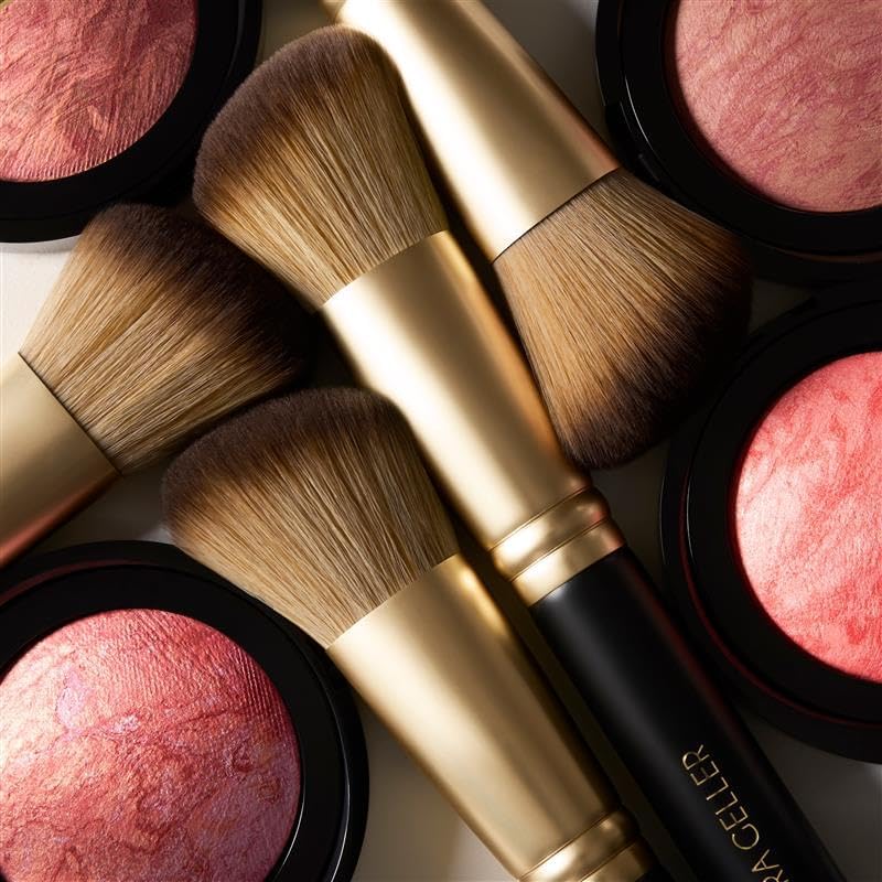 LAURA GELLER NEW YORK Baked Blush-n-Brighten Marbleized Blush + Angled Brush (07 Sunlit Rose, 47mm)