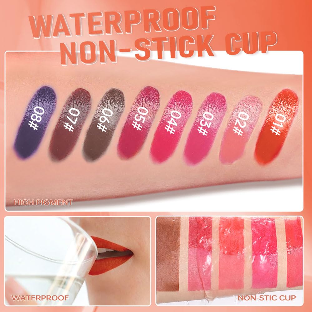 Chocolate Brown Peel Off Lip Gloss Masque,Lip Stain Peel Off Tattoo-Peel Off Lip Tint and Lip Oil 2-in-1,Long Lasting Waterproof Transfer-proof Lip Mask Lip Gloss Peel Off Lip Liner,for AllSkinType07#