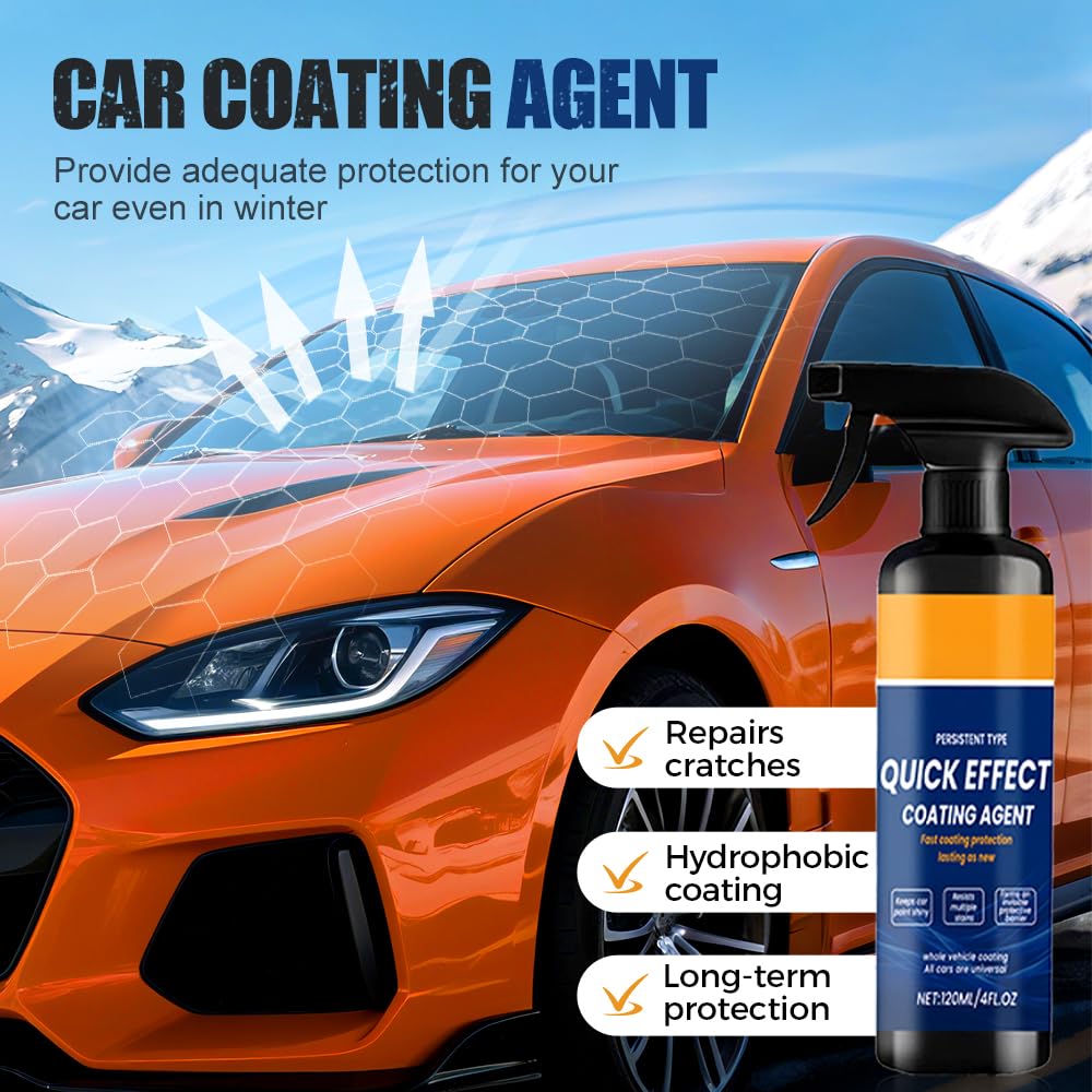 2025 New Advanced Car Quick-acting Coating Agent Spray, Car Coating Sprays, Quick Effect Cars Scratch Wax Polish Spray, Waterless Wash, Oil Film Emulsion Glass Cleaner(1pcs, 4.06FL Oz)