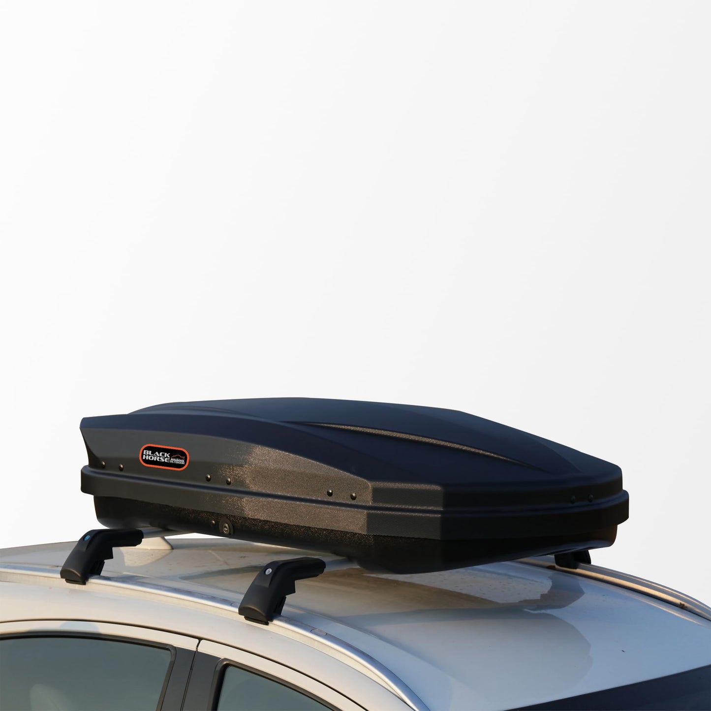 Black Horse Rooftop Cargo Carrier ABS + PMMA Hard Shell, 12 Cubic Feet Waterproof Car Roof Cargo Carrier Box w/Dual Side Opening, Security Key, 165lbs Capacity, for 29" to 80" Wide Crossbar Rack