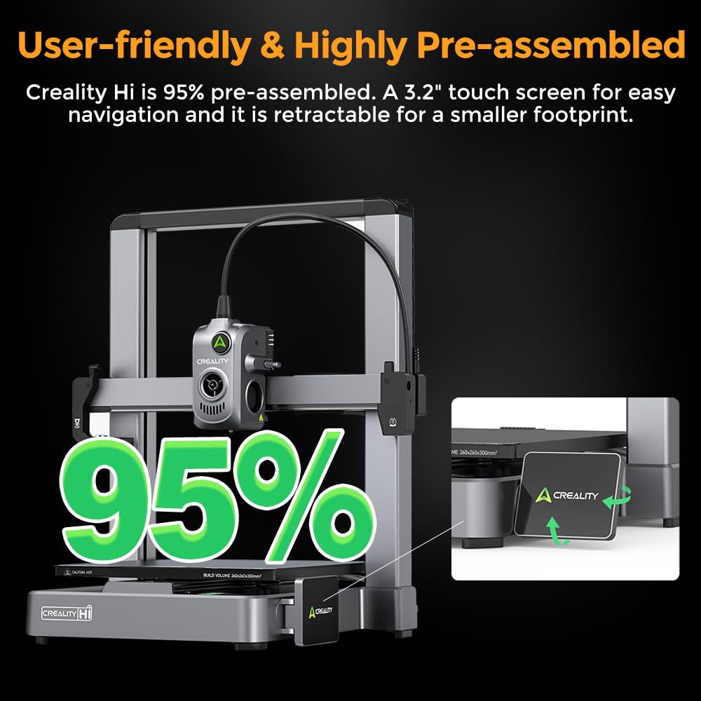 Creality Hi Combo (A) 3D Printer, Multi Color 3D Printing with CFS, 500mm/s Print Speed 95% Pre-Assemble, XY Step-Servo Motor and Auto Leveling Build Volume 10.24×10.24×11.81 inch