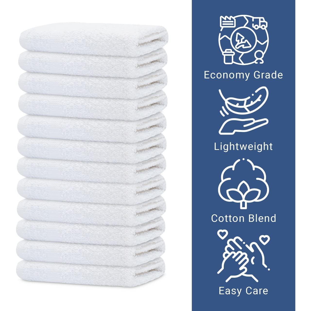 GOLD TEXTILES 480 Pack Economy White Washcloths Set (12x12 inches) - Cotton Blend Commercial Grade Cleaning Rags, Quick Drying & Soft Face Cloths, Fingertip Towels for Bathroom, Spa, Gym, and Kitchen
