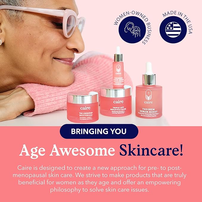 Caire ‘Own Your Age’ Hyaluronic Acid Peptide Deep Infusing Serum for Face, Eyes + Neck | Wrinkle Fighting, Collagen Generation for Women Over 40 | 30ml