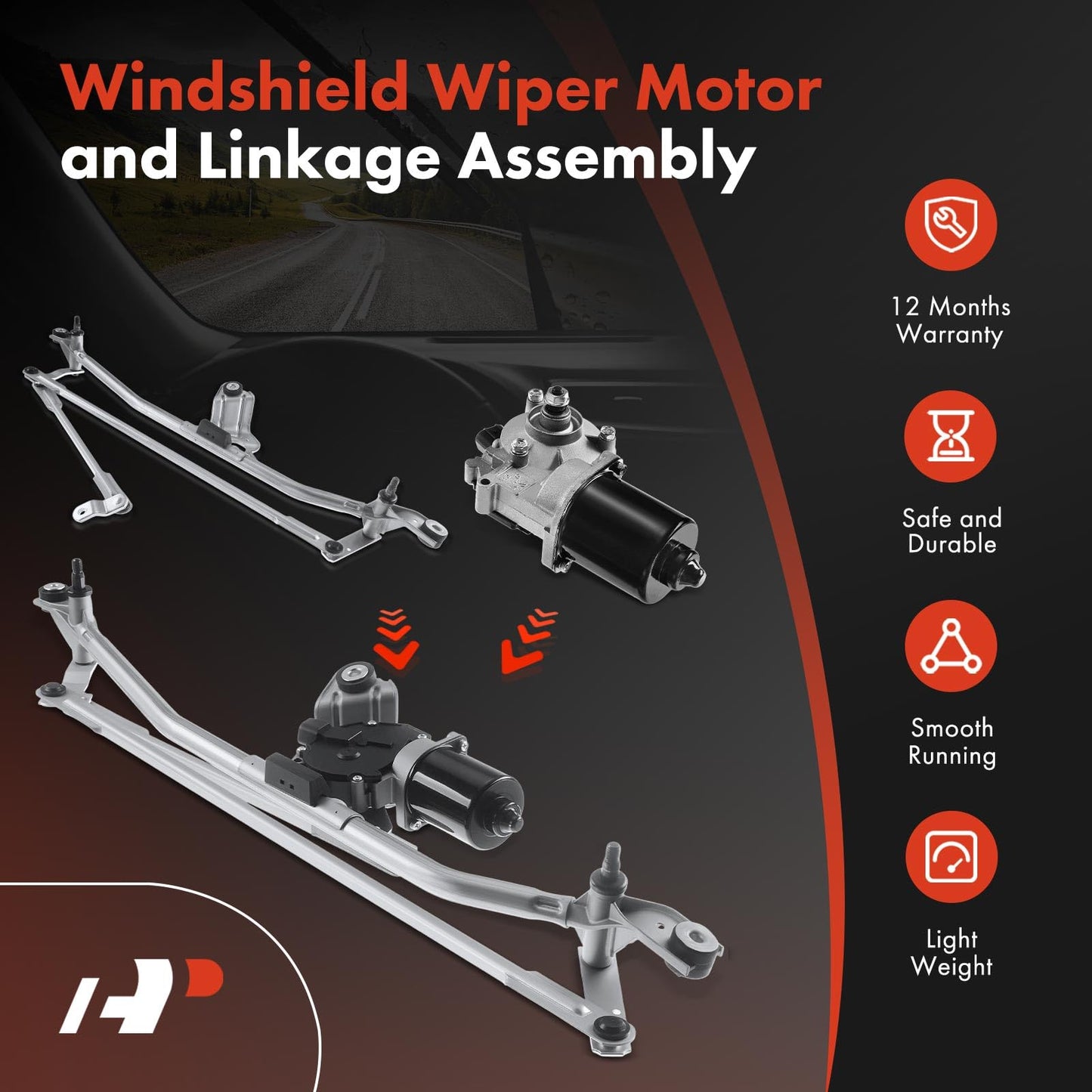 A-Premium Front Windshield Wiper Motor and Linkage Assembly Compatible with Cadillac, Chevrolet and GMC Vehicles - Silverado 1500/2500 HD/3500 HD, Suburban 1500/2500, Sierra 1500, Escalade, Yukon