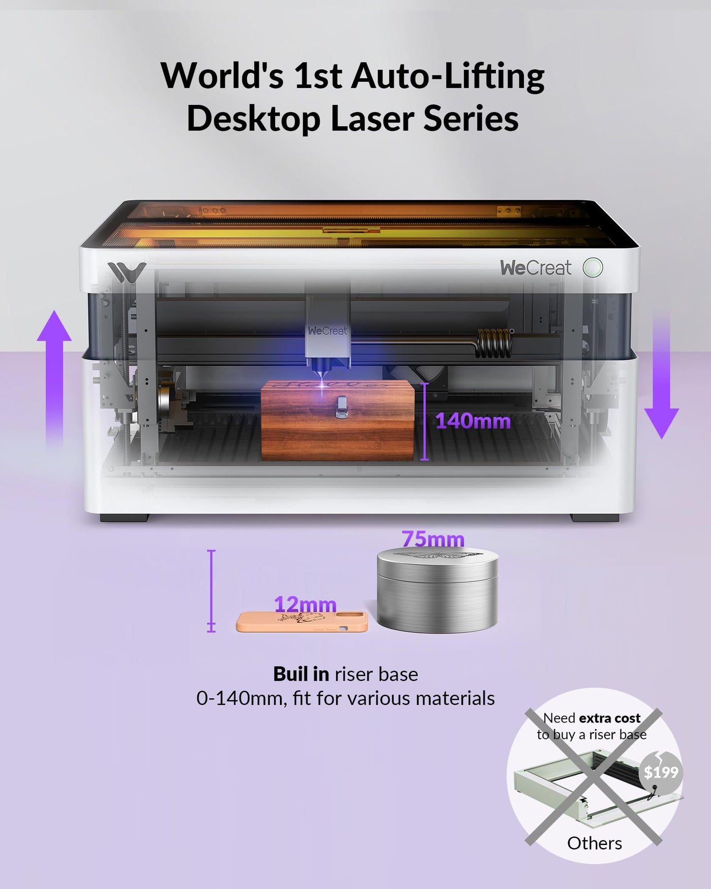 WECREAT Vision 20W Laser Engraver, Auto-Lifting for 5.5" Material, Smart Camera for Easiest Positioning, 600mm/s Speed, Laser Engraving Machine for Tumblers Metal Wood Acrylic DIY Craft Gifts Making