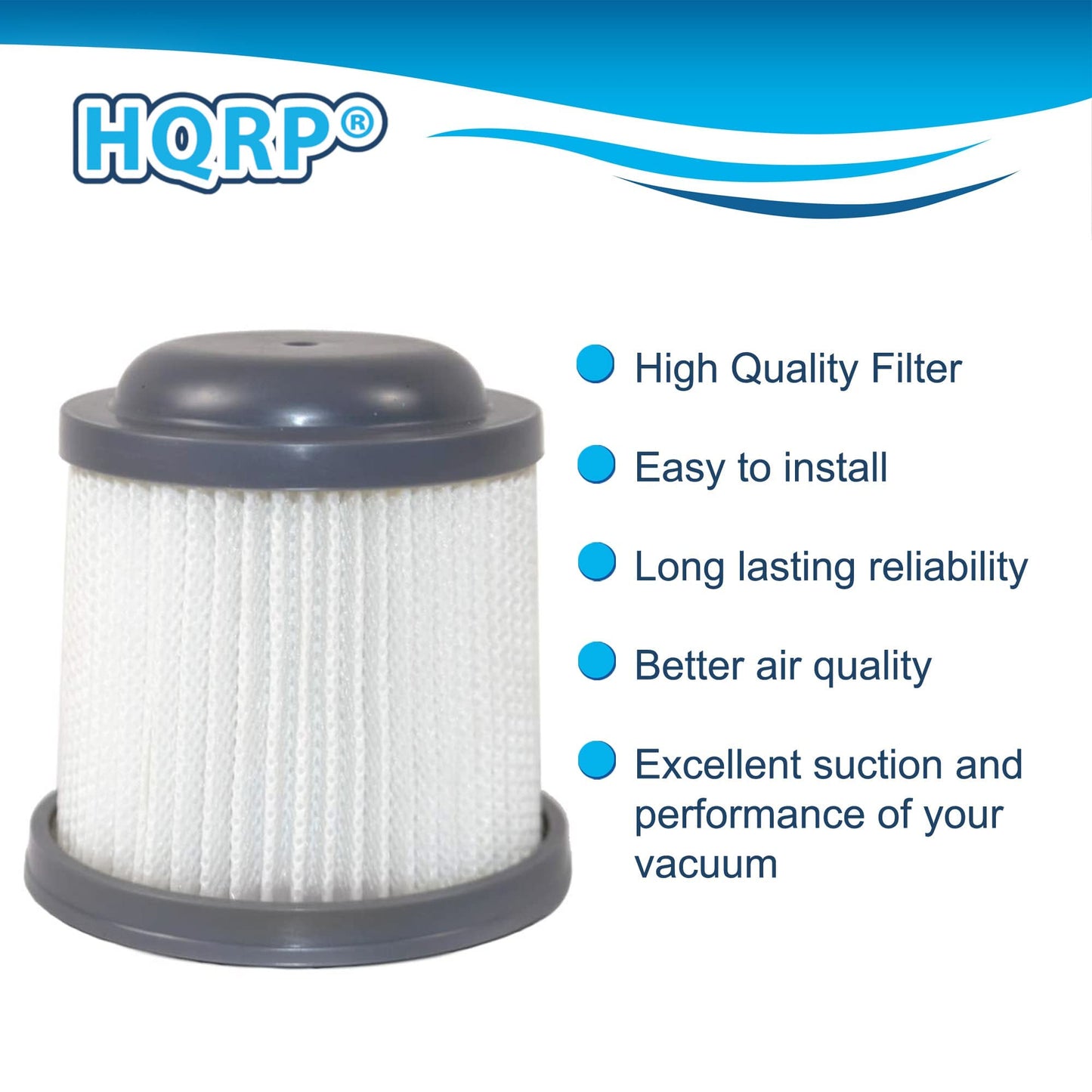 HQRP 2-pack Washable Filter compatible with Black & Decker HFVB320J27, HFVB315J22 DUSTBUSTER, HFVAB320JC26 Car Lithium FLEX Hand Vacuum, Pivot vac filter PVF110 Replacement