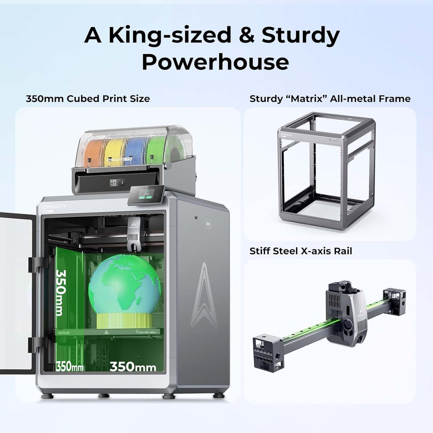 Creality K2 Plus Combo 3D Printer, Multi Color Printing with CFS Max 600mm/s Fast Printing,Dual AI Cameras, Full-auto Leveling, Ready-to-Use FDM 3D Printers, Large Build Volume 350x350x350mm