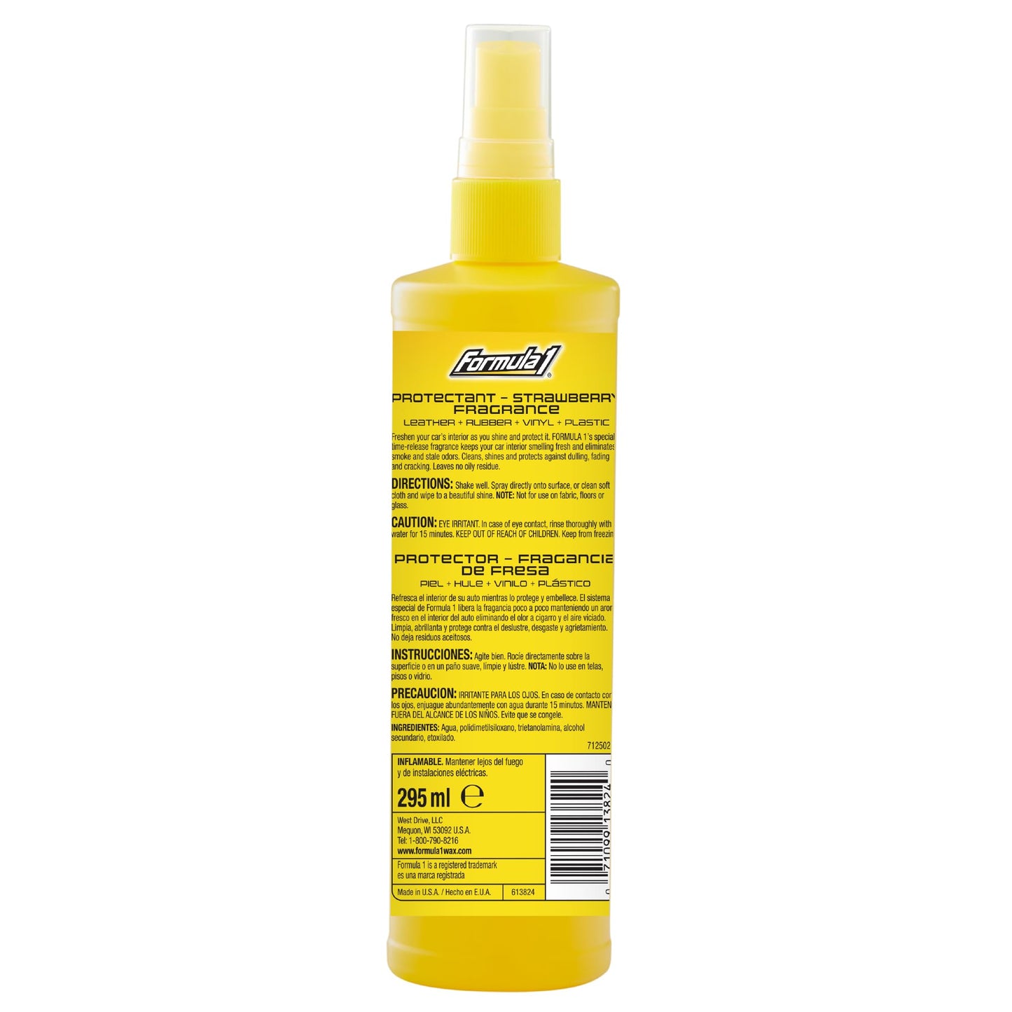 Formula 1 Interior Detailing Protectant Spray, Car Interior Cleaner with Lasting Strawberry Fragrance and UV Protection, Safe for Vinyl, Rubber, Plastic, & Dashboard - 10oz
