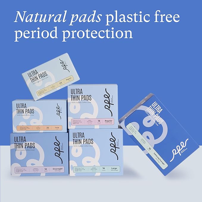 100% Organic Pads for Women, Organic Cotton Cover Pad - Regular Absorbency, Unscented, Ultra Thin Pads with Wings for Women (Regular, Size 3, 36 Count)