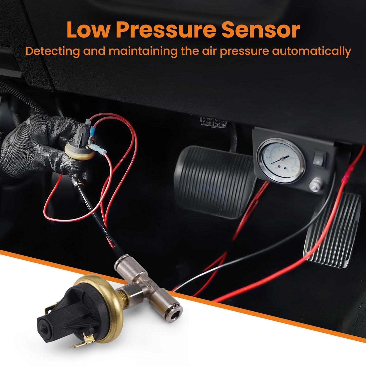 maXpeedingrods On Board Air Compressor System with Low Pressure Sensor Universal Air Spring Compressor Kit for Trucks Vans