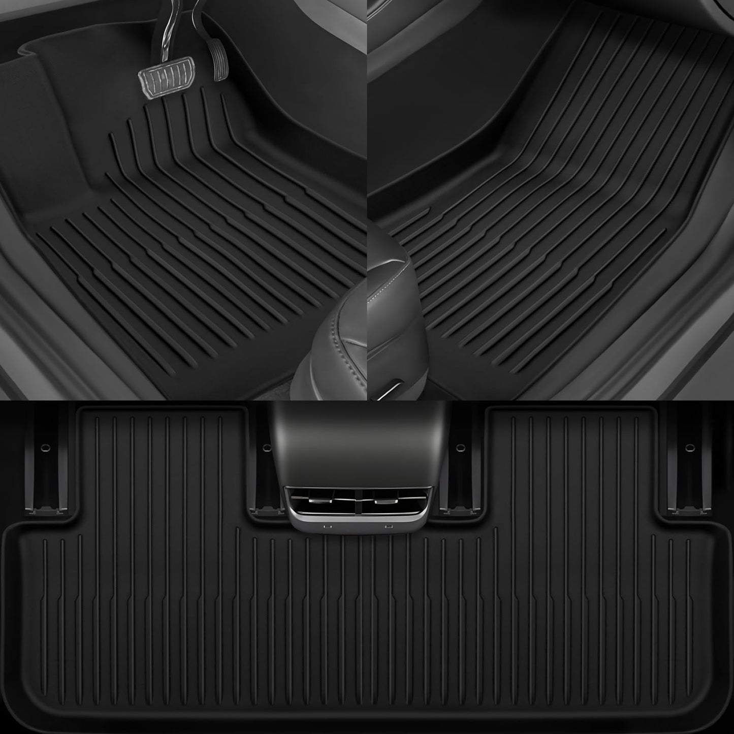 TSLDRV Floor Mats for Tesla Model Y Juniper 2025 2026 5-Seat with Bumper Guard All Weather Floor Mats for Tesla Model Y Juniper Accessories 2025 2026 TPE Trunk Mat with Backrest Mat Black