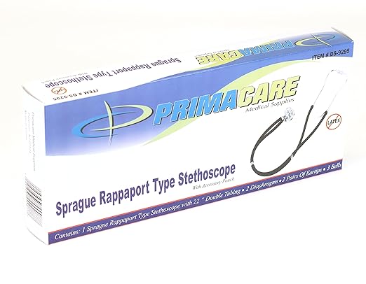 Primacare DS-9295-FG 30" Sprague Rappaport Style Stethoscope for Doctors, Nurses and Medical Students, First Aid Professional Dual Head Cardiology Kit for Men, Women and Pediatric, Frosted Glacier