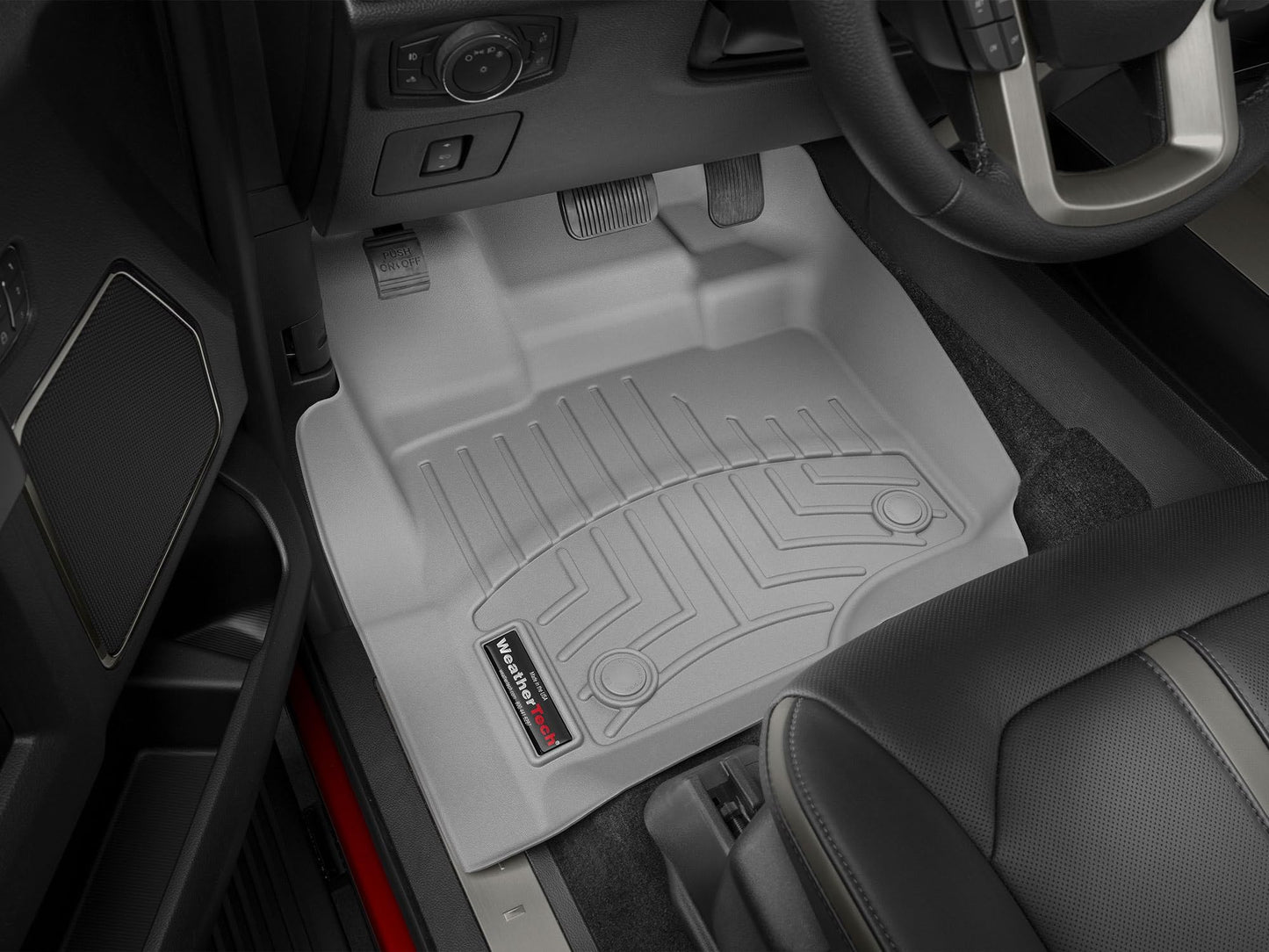 WeatherTech Custom Fit FloorLiners for Ford F-150 (SuperCrew, Bucket Seats), F-150 Lightning, F-150 Raptor - 1st & 2nd Row (44697-1-6) W/Fold Flat Storage, Black
