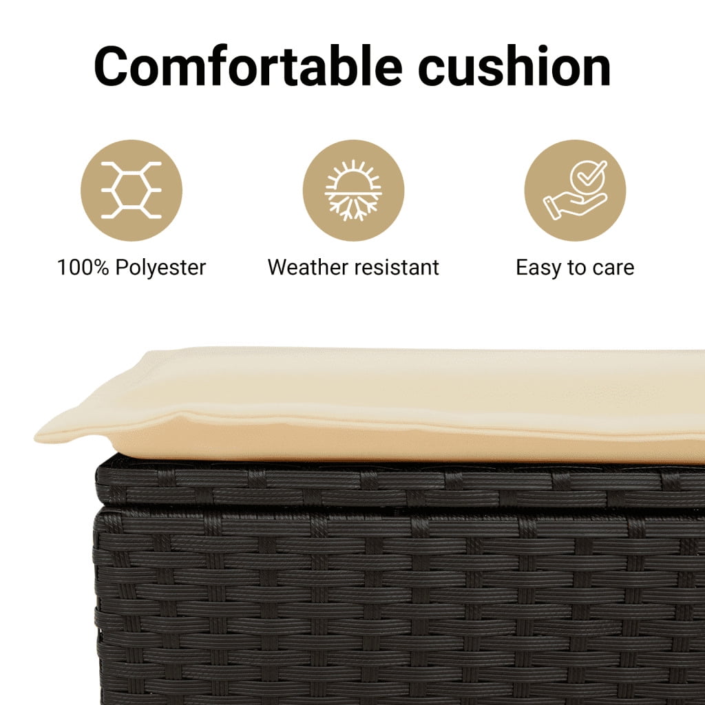 vidaXL Garden Sofa Set Black and Cream White PE Rattan 10-Piece Set