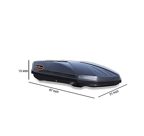 Black Horse Rooftop Cargo Carrier ABS + PMMA Hard Shell, 14 Cubic Feet Waterproof Car Roof Cargo Carrier Box w/Dual Side Opening, Security Key,165lbs Capacity,for 30" to 80" Wide Crossbar Rack