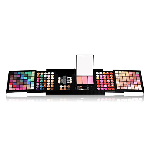 Teen Beginner Makeup Kit, Makeup Kit For Women Full Kit 177 Color Eyeshadow Palette Lipstick Set Lips Blush Foundation Eyebrow Powder With Mirror + 20pcs brush