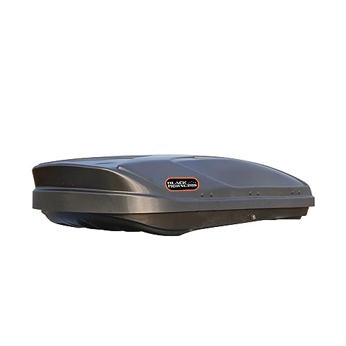 Black Horse Rooftop Cargo Carrier ABS + PMMA Hard Shell, 14 Cubic Feet Waterproof Car Roof Cargo Carrier Box w/Dual Side Opening, Security Key,165lbs Capacity,for 30" to 80" Wide Crossbar Rack