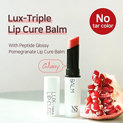Lux Triple Lip CURE Glossy Balm (0.17oz) (RABBIT ROSE (Berry Pink)) 4 million units sold in Korea, Natural Tinted Korean Lip Balm, Petroleum/Paraben Free, Lip Butter,lip balm hydrating