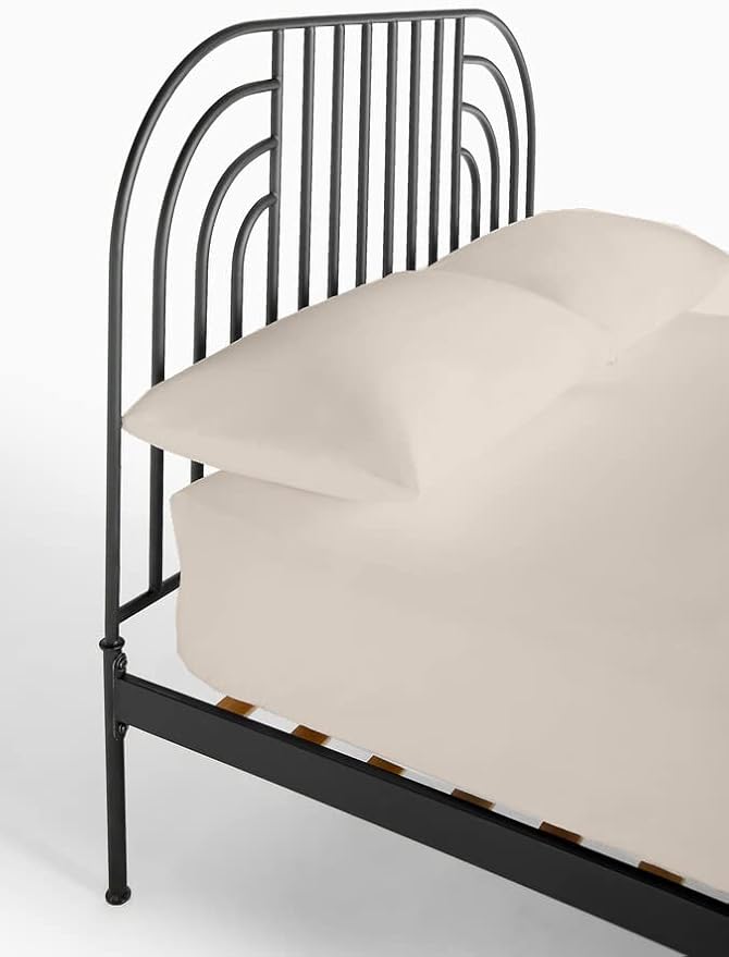 4-PC Fitted Sheet 30x80, 100% Cotton - Perfect for Narrow Twin/RV Bunk/Camping Cot/Guest Bed, Fits Up to 4-8" Deep Mattress - Beige Solid
