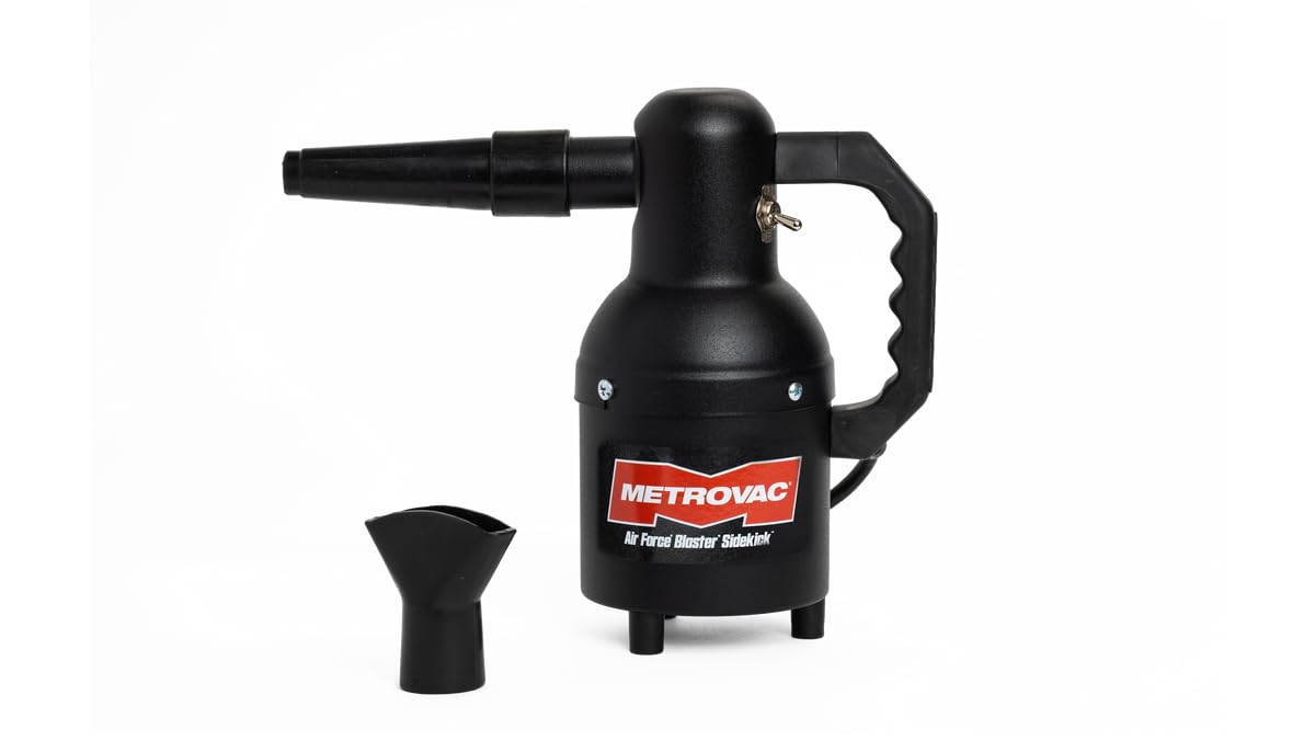 MetroVac SK-1CD Air Force Sidekick Blower System - Heavy Duty Car & Motorcycle Vacuum Cleaner, Dryer - Powerful Compact Air Duster - Portable Car Cleaning Supplies w/ 3’-6’ Stretch Hose