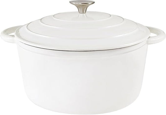 5 Quart Enameled Cast Iron Dutch Oven, Heavy-Duty Round Cookware Pot with Lid and Dual Handles for Sourdough Bread Baking, Braising, Soups and Stews, Used for All Stoves