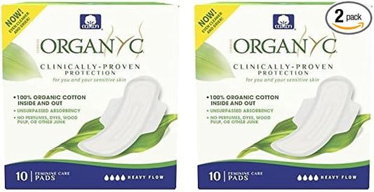 Organyc - 100% Certified Organic Cotton Feminine Pads - Heavy Flow, 10 Count (Pack of 2) (B003ART1JG)