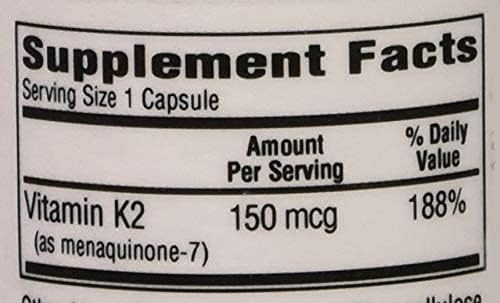 Bio-Tech Pharmacal MK-7 (Vitamin K2), 100 Vegetable Capsules – All-Natural Supplement – Supports Cardiovascular & Bone Health – No Dairy, Fish, Gluten, Peanut, Shellfish, GMOs, Kosher, Halal, & Soy –