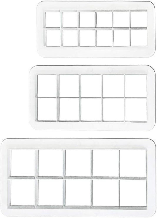 3Pcs White Square Cookie Cutter Set, Geometric Multicutter Square Cake Fondant, Cookie Biscuit Cutters Cake Decorating,Cookie Cutters Baking Tools and Accessories(3 Size）