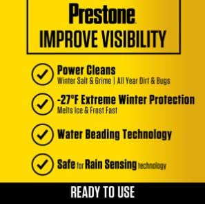 Prestone 2-in-1 All Season Year Round Windshield Washer Fluid 0 Degree (1 Gallon),Orange