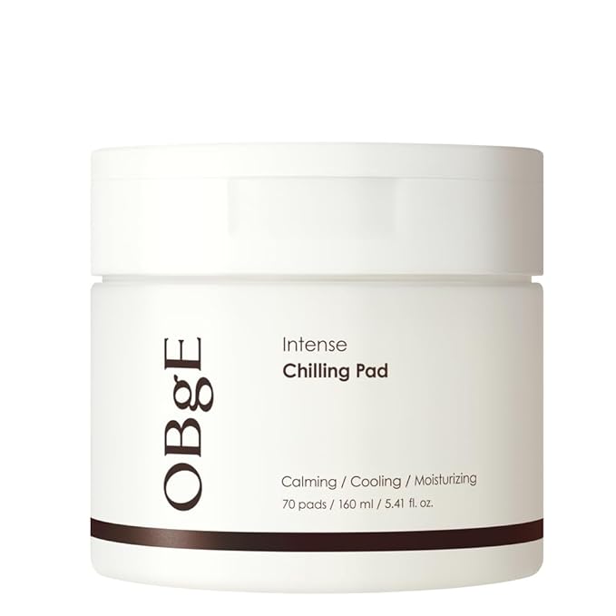 OBgE Intense Chilling Pad (70 count) - Toner Pads for Men. Soothe, Hydrate & Cool, Daily Skincare. Vegan Cotton with Rosemary Extract 78%, Herbs, LHA, PHA.
