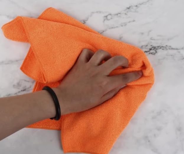 Tricol Clean Professional Extra Thick Commercial Grade Microfiber Cleaning Cloth, Orange, Pack of 240