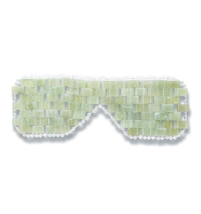 Alana Mitchell Jade Eye Mask – Weighted Eye Mask to Eliminate Wrinkles, Puffiness, & Irritation – Headache and Migraine Relief Mask - 100% Real Jade Stone Beads for Hot & Cold Anti Aging Therapy