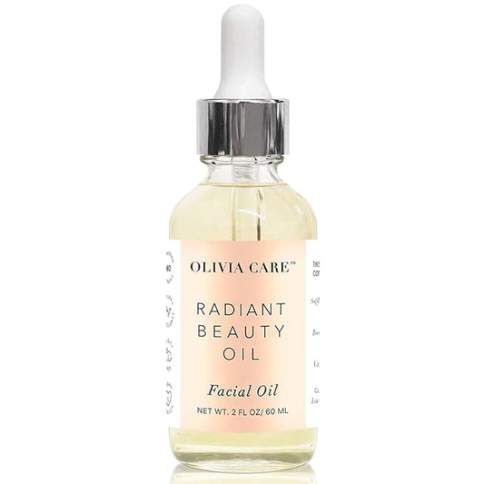 Olivia Care Facial Oil Infused with Argan, Safflower, Vitamin E & Geranium Essential Oil - All Natural - Hydrating, Anti-aging & Antioxidants - Remove Wrinkles & Clear Pores - 2 FL OZ