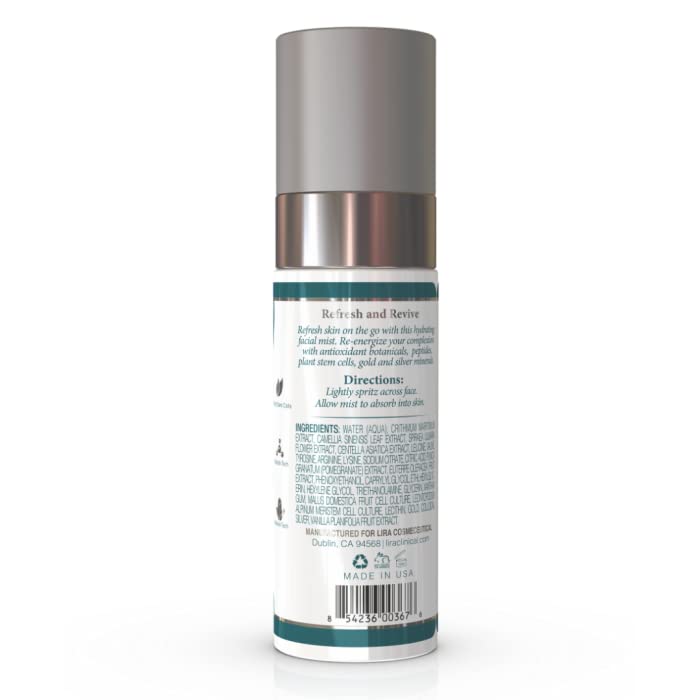 Lira Clinical BIO Hydrating Mineral Mist - Face Mist Hydrating Spray with Plant Stem Cells - Calming & Glowing Facial Mist - 2 Ounce