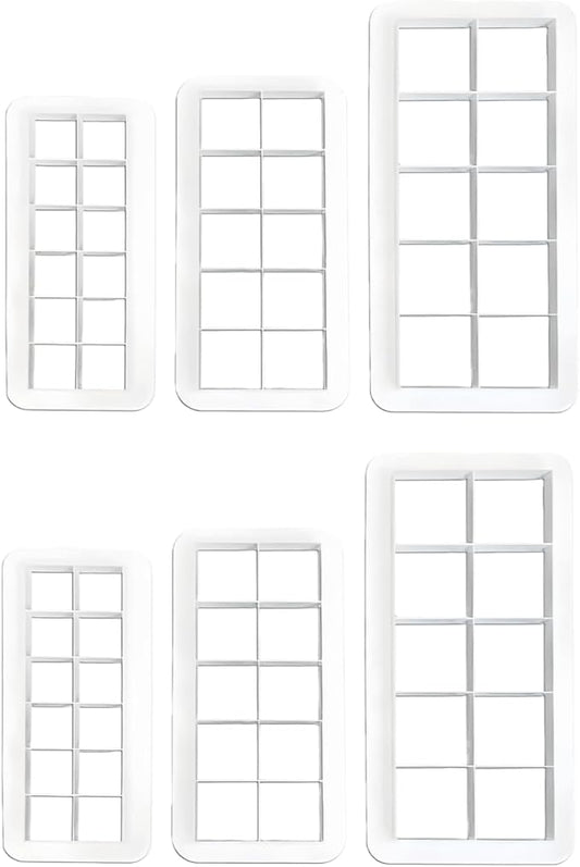 6Pcs White Square Cookie Cutter Set, Geometric Multicutter Cake Fondant Cutter,3 Size Square Biscuit Cutters Cake Decorating Use Safety Easy to Store,Cookie Cutters Baking Tools and Accessories