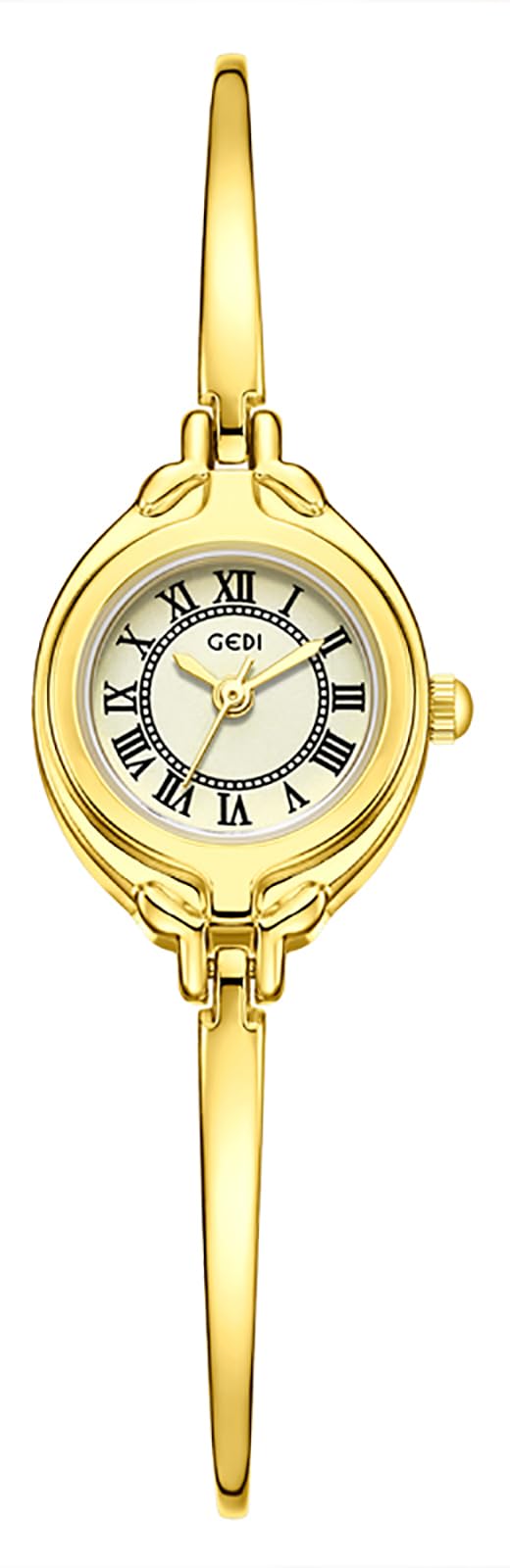 Gosasa Classic Vintage Bangle-Style Women's Watch with Small Dial and Thin Strap Elegant Dress Analog Ladies Wristwatch Fashion Waterproof Quartz Women Gold Watch (Gold)