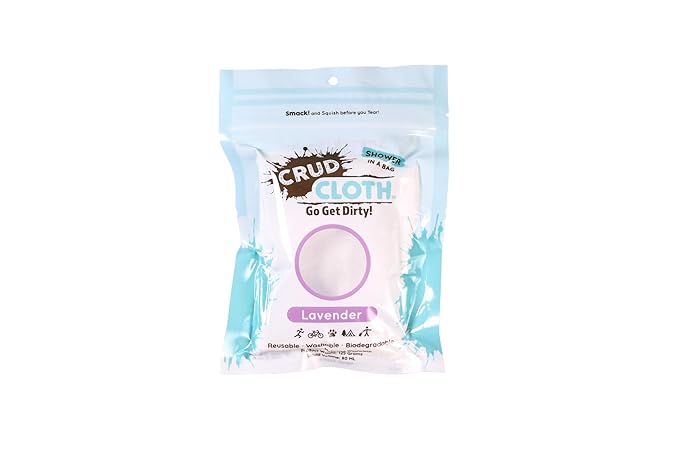 Shower in A Bag | Lavender Scented (Pack of 7) | Biodegradable No Rinse Bathing Wipes for Camping, Backpacking, and Travel. Pre Soaped Disposable Washcloths and Body Wipes