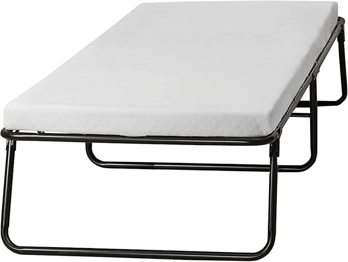 Greaton, 14” Folding Bed with Luxurious Memory Foam Mattress, Strong and Sturdy Metal Frame, Portable Guest Bed for Easy Storage, 36-Inch, White