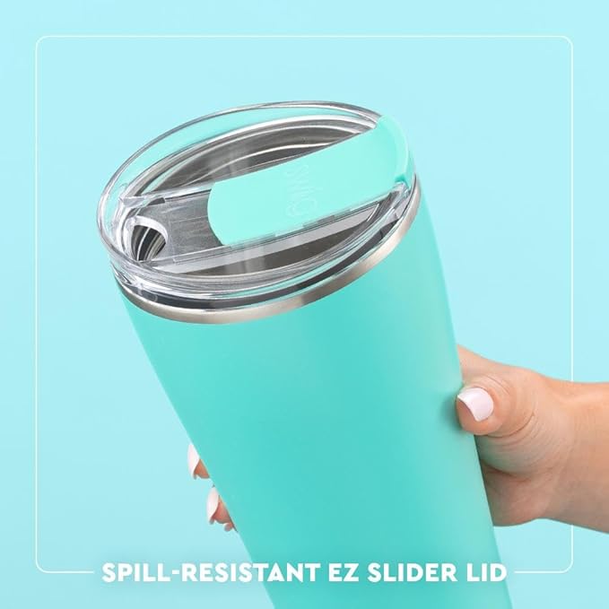 Swig Life 32oz Insulated Tumbler, Travel Coffee Tumbler with Lid, Cup Holder Friendly Travel Coffee Mug, Stainless Steel, 32 oz, Reusable Insulated Mug with Lid (Gingham)