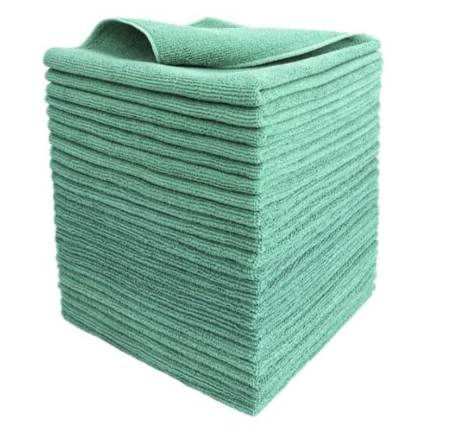 Tricol Clean Professional Extra Thick Commercial Grade Microfiber Cleaning Cloth, Green, Pack of 240