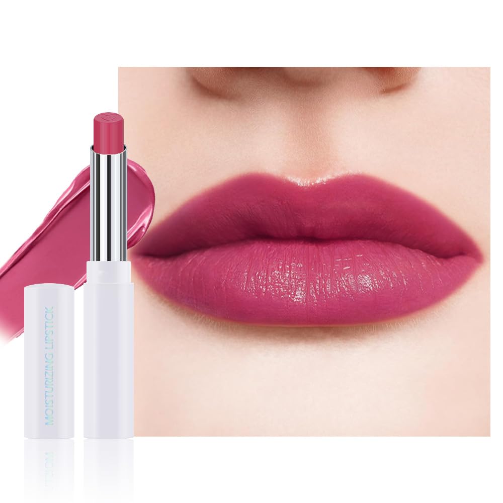 1Pcs Tinted Lip Balm Moisturizing Lipstick – Waterproof Hydrating Matte Lip Balm for Women, Creamy Natural Color Stain for Dry Lips,Soft Matte Finish with Subtle Scent (#10 Rose Pink)