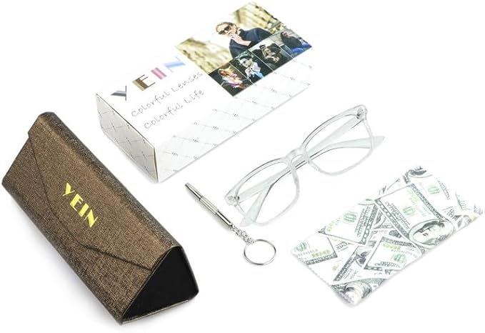 YEIN Bifocal Reading Glasses with Blue Light Blocking Lenses, Bifocal Reader for Women and Men, Vintage Square frame with Spring Hinge (+0.75/+3.25 magnification)
