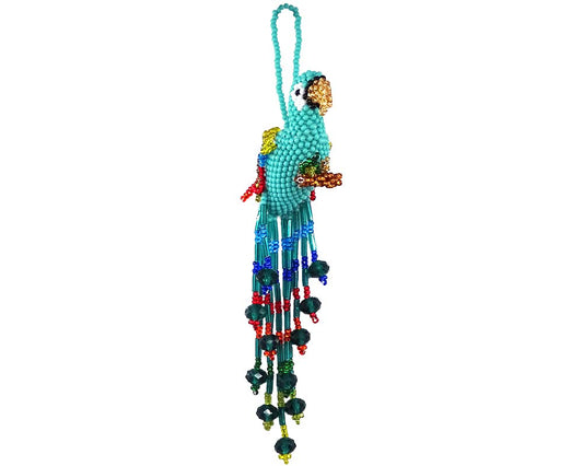 Mia Jewel Shop - Rainbow Parrot Decor Hanging Figurine | Bird Figurines Home Decor | Ornament Czech Glass Seed Bead Decorative Hanging Ornaments - Handmade Decoration (Mint)