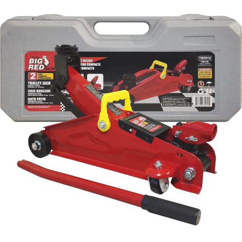 BIG RED TAM82012 Torin Hydraulic Trolley Service/Floor Jack with Blow Mold Carrying Storage Case, 2 Ton (4,000 lb) Capacity, Red