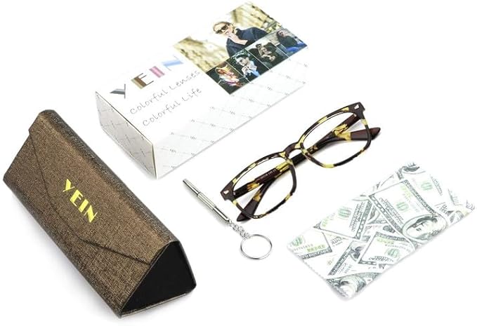 YEIN Bifocal Reading Glasses with Blue Light Blocking Lenses, Bifocal Reader for Women and Men, Vintage Square frame with Spring Hinge (+0.00/+1.75 magnification)