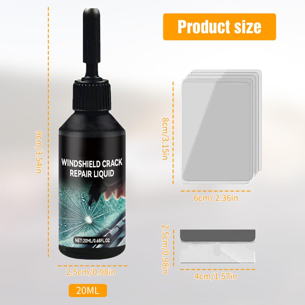 JUDUNA Upgrade Windshield Crack Repair Kit, Cracks Gone Glass Repair Kit Car Windshield Crack Repair Fluid, Car Glass Repair Glue Scratch Chip Cracks Repair Kit Automotive Windscreen Tool (1PC)