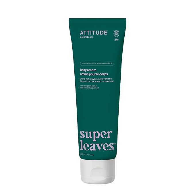 ATTITUDE Body Cream, EWG Verified Moisturizer, Vegan Moisturizing Products For Dry Skin, Dermatologically Tested, White Tea Leaves, 8 Fl Oz