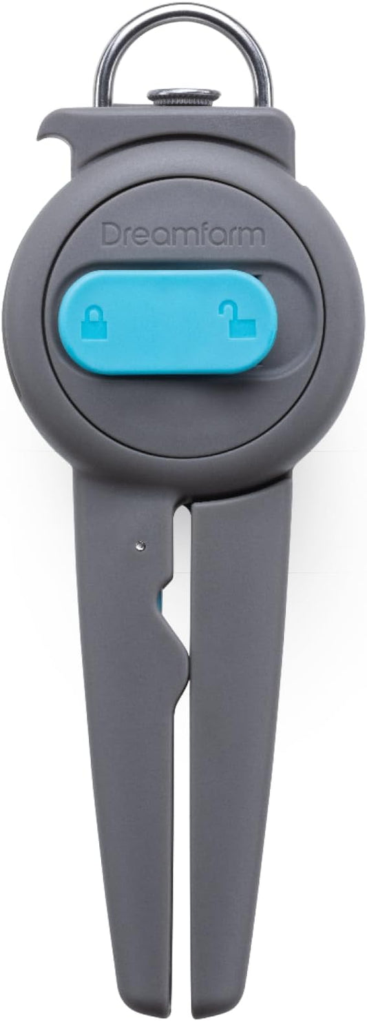 Dreamfarm Dopener 3-In-1 Ergonomic Can Opener Smoothes Can Edges for Safe Removal with Jar Lid Seal-Breaker & Can Ring Puller - Grey/Gray