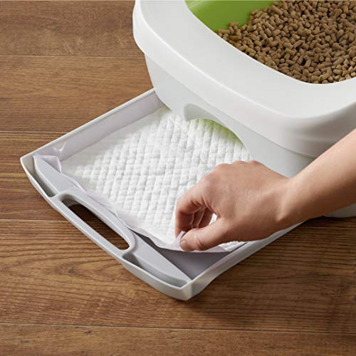 Amazon Basics Cat Litters Pee Pads, 20 Count, Universal Fit for Litter Box, Odor Control, Unscented, Purple and White