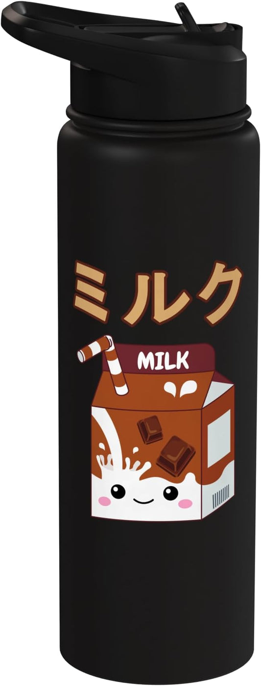 Cute Kawaii Chocolate Milk Japanese Anime Otaku Milkshake Stainless Steel Insulated Water Bottle